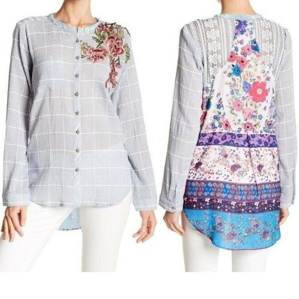 Aratta Gabi Floral Shirt NWT • Small • Floral Long Sleeve Striped